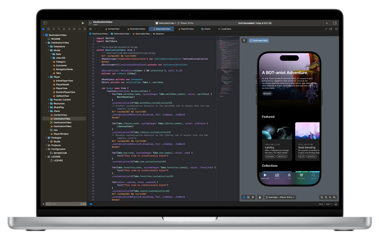 显示 Xcode 应用程序的打开的 Mac。