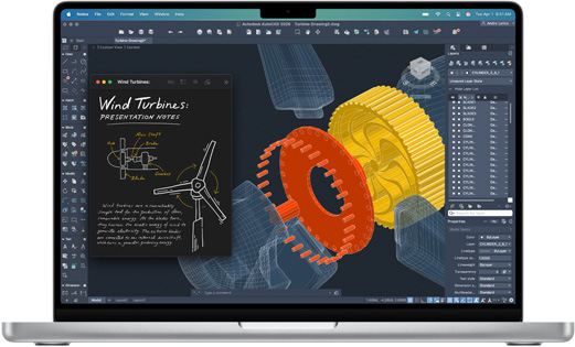 MacBook Pro 屏幕上显示 Ausodesk AutoCAD app