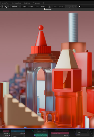 Mac 桌面。显示 Blender 应用程序。