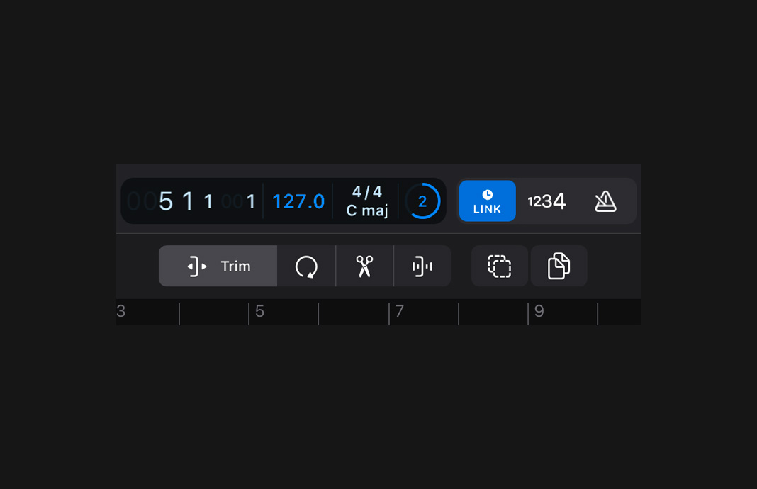 传输栏特写画面展示 Ableton Link 界面。